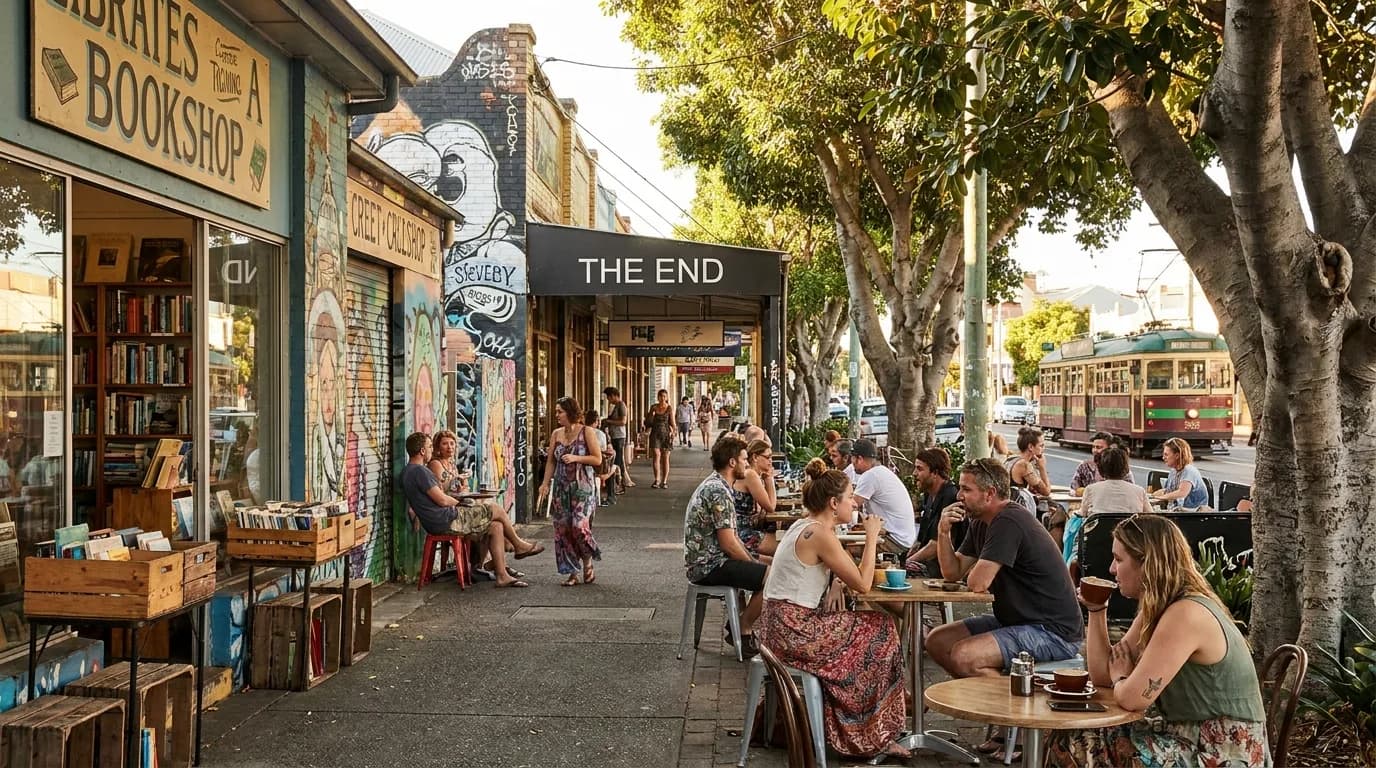 Boundary Street cafe strip and village atmosphere in West End, Brisbane